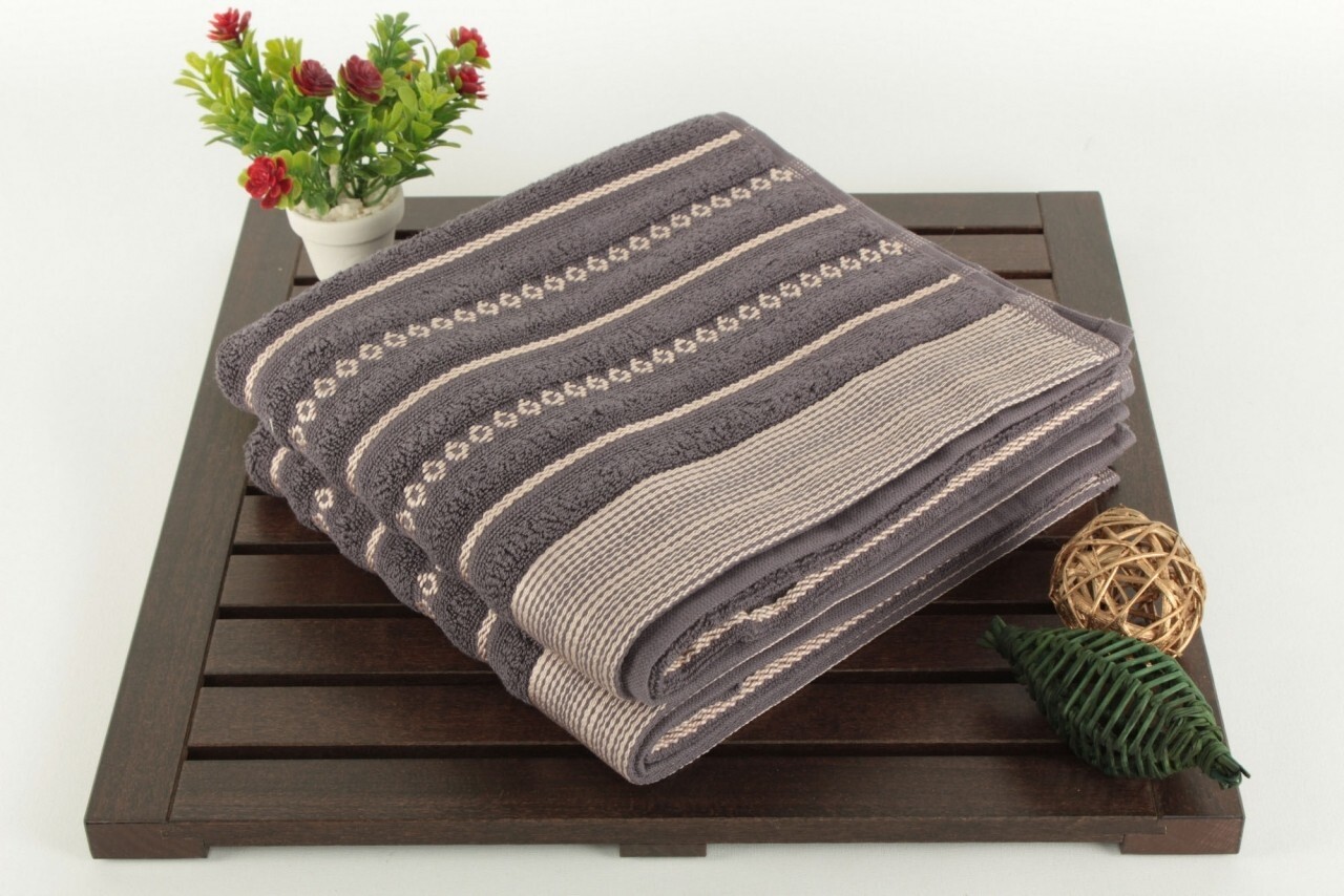 Set 2 prosoape de maini 50x90 cm, 100% bumbac, Saheser, Bombeli, negru - imagine 3